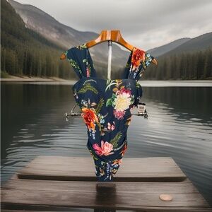 Jantzen Women's Swimsuit Size 12 Floral Enchantment New NWT Blue Green Tropical